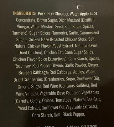 Costco's Bavarian Pork Shoulder ingredients