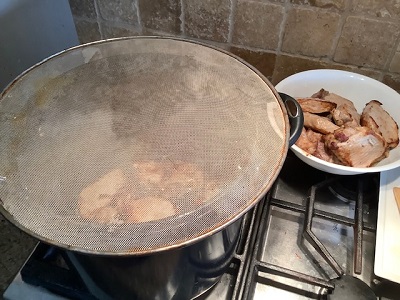 Browning the pork chops